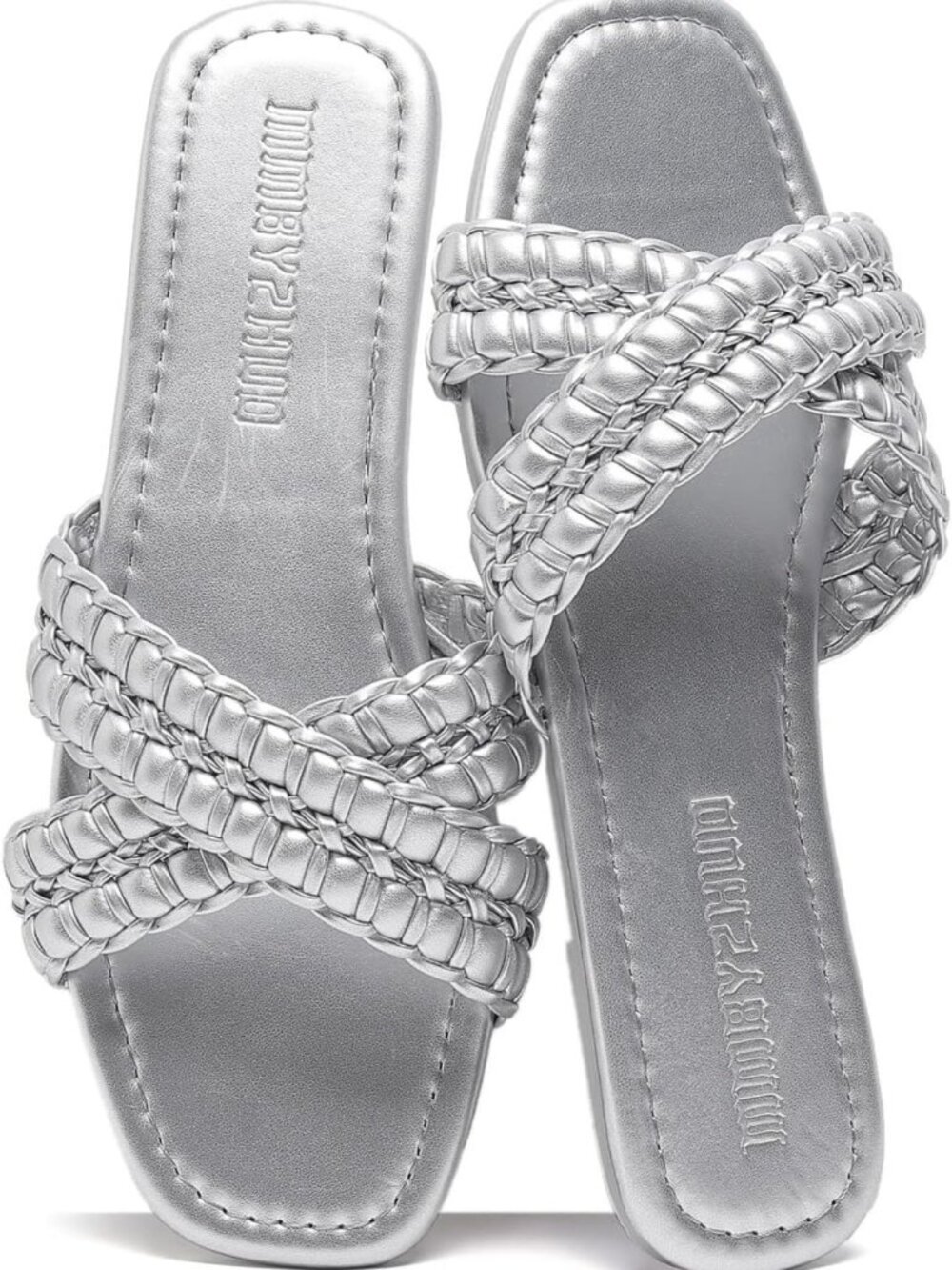 Comfortable Women's Flat Sandals - Summer Slip-On Leather Slides, Braided Design